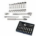 Williams Socket/Tool Set, 23 Pieces, 6-Point, 3/8 Inch Dr JHWWSB-23HF